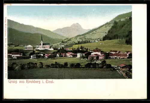 AK Kirchberg in Tirol, Totalansicht aus der Vogelschau