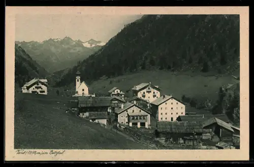AK Vent im Oetztal, Ortsansicht mit Kirche aus der Vogelschau