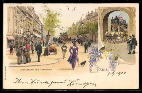 Lithographie Paris, Boulevard des Capucines
