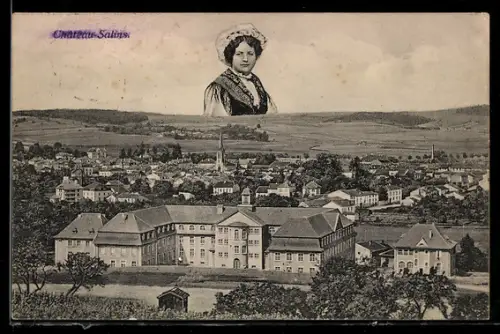 AK Château-Salins, Landwirtschaftliche Realschule, Frau in Tracht