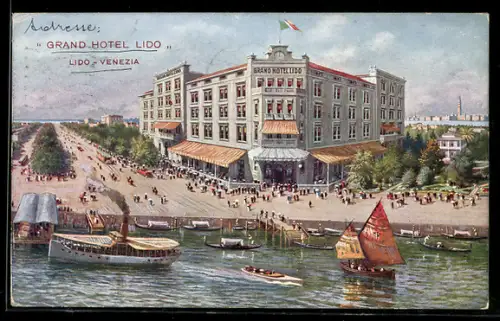 Künstler-AK Lido-Venezia, Grand Hotel Lido