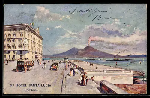 Künstler-AK Napoli, Grand Hôtel Santa Lucia