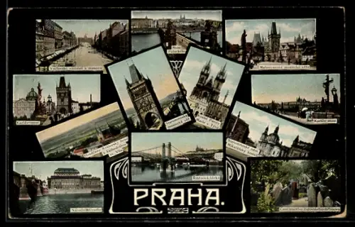 AK Praha, Most Palackého, Kostel Panny Marie v Tyne, Karluv most