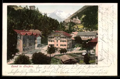 AK Sand in Taufers, Strassenpartie mit Gasthaus zur Post