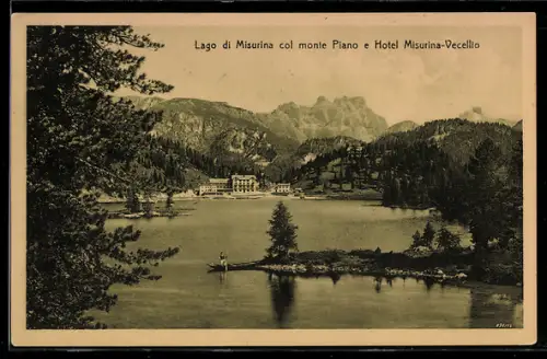 AK Lago di Misurina, col monte Piano e Hotel Misurina-Vecellio