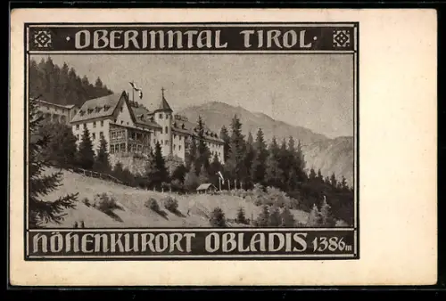 Künstler-AK Ladis /Oberinntal, Bad Obladis, Panorama mit Hotel