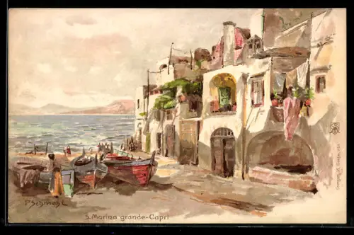 Künstler-AK P. Schmohl: Capri, Marina grande