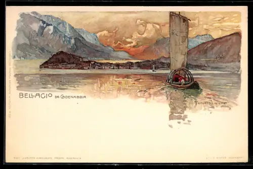 Künstler-AK Manuel Wielandt: Bellagio, Panorama da Cadenabbia