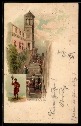 Lithographie London, Steps leading to Richmond Bridge