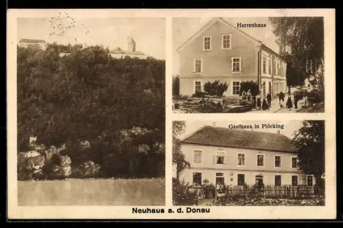 AK Neuhaus a. d. Donau, Gasthaus in Plöcking, Herrenhaus