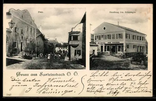 AK Sarleinsbach /O.-Ö., Handlung Jos. Krinninger, Platz