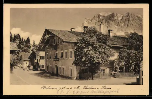 AK Bieberwier, Gasthaus zum Löwen mit Ortspartie
