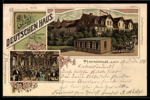 Lithographie Hahnenklee, Hotel Deutsches Haus, im Gastraum