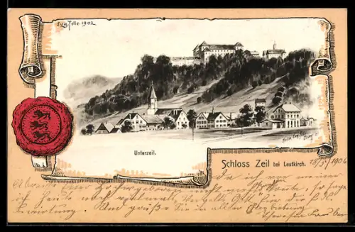 Künstler-AK Eugen Felle: Leutkirch, Schloss Zeil mit Unterzeil