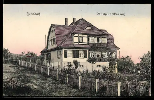 AK Jonsdorf, Hotel-Pension Landhaus Marbach mit Garten