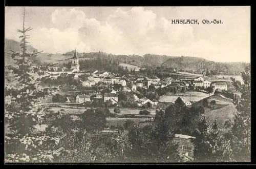 AK Haslach /Ob.-Öst., Teilansicht mit Kirche