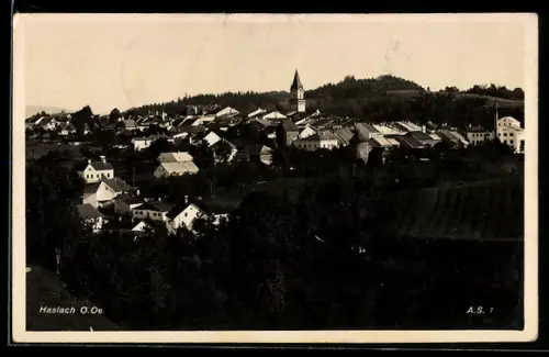 AK Haslach /O. Oe., Teilansicht mit Kirche