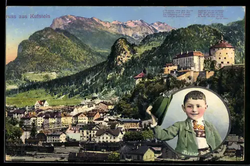 AK Kufstein, Ortsansicht mit Tiroler Bua