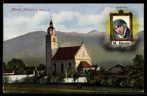 AK Maria Absam, Blick auf die Kirche mit Gnadenbild