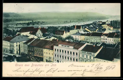 AK Braunau am Inn, Teilansicht mit Kapelle