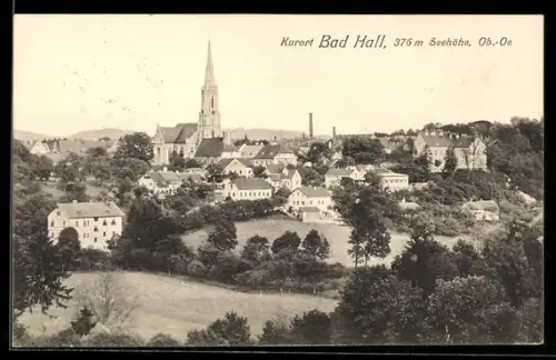 AK Bad Hall, Ortsansicht mit Kirche