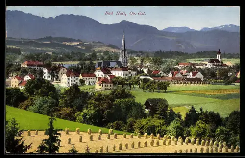AK Bad Hall, Ortsansicht mit Blick auf das Hochgebirge