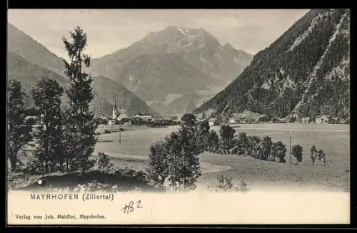 AK Mayrhofen /Zillertal, Ortspartie mit Kirche