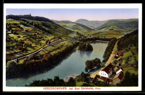 AK Bad Dürkheim, Herzogsweiher mit Häusern