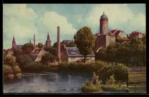 Künstler-AK Bautzen, An der Spree