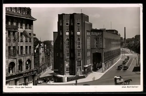 AK Essen, Haus der Technik mit Strasse aus der Vogelschau