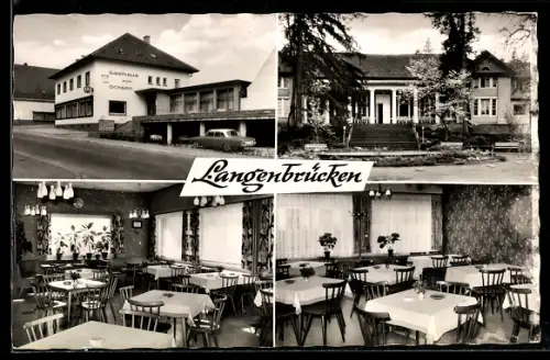 AK Langenbrücken /Heidelberg, Gasthof Zum Ochsen, Inh. Carl Notheisen, Innenansichten, Garten