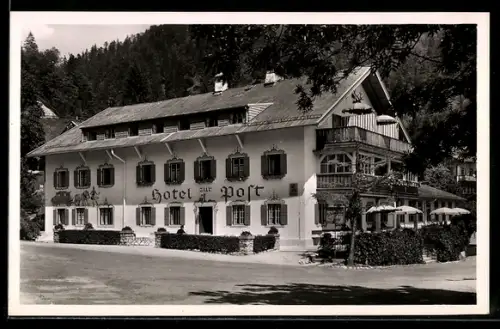 AK Urfeld am Walchensee, Hotel zur Post und Jäger am See K. Brackenhofer Wwe.