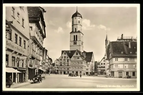 AK Biberach an der Riss, Marktplatz, Gasthaus zur Roten Ochsen, Turm