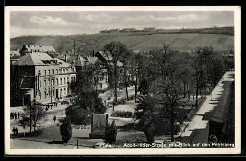 AK Trier, Strasse, Denkmalanlage, Blick auf den Petrisberg, 