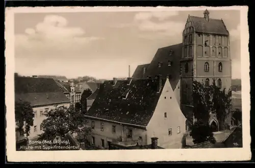 AK Borna /Leipzig, Kirche mit Superintendentur