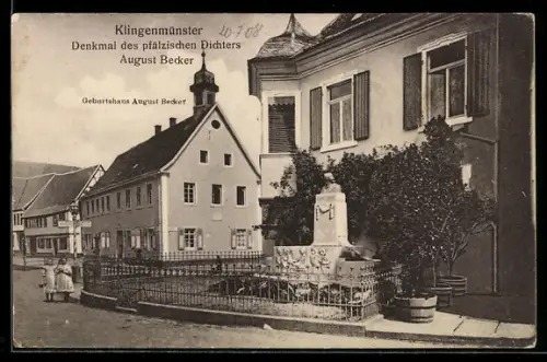 AK Klingenmünster, Denkmal und Geburtshaus August Becker