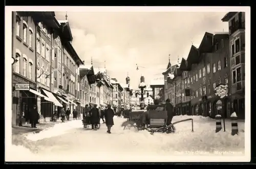 AK Bad Tölz, Marktstrasse im Winter
