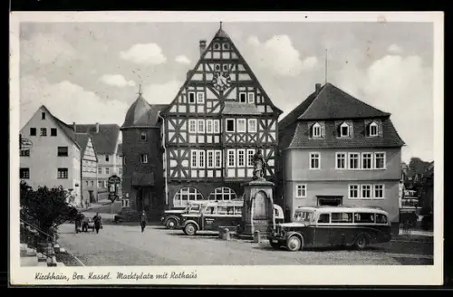 AK Kirchhain /Kassel, Marktplatz mit Rathaus