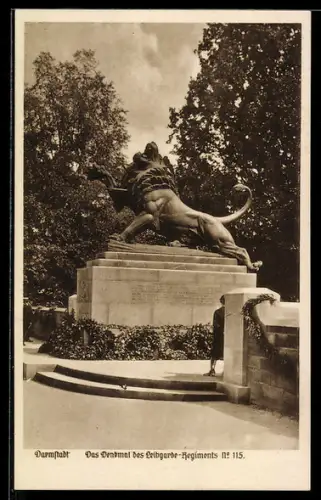AK Darmstadt, Denkmal des Leibgarde-Regiments No. 115