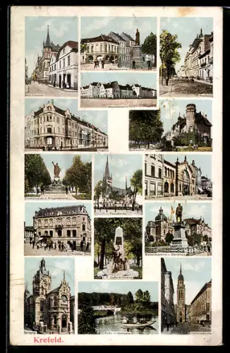 AK Krefeld, Synagoge, Husarenkaserne, Ringstrasse, Bismarckstrasse, Neue Linnerstrasse
