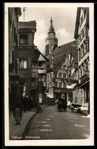 AK Tübingen, Strasse: Neckargasse mit Fussgängern