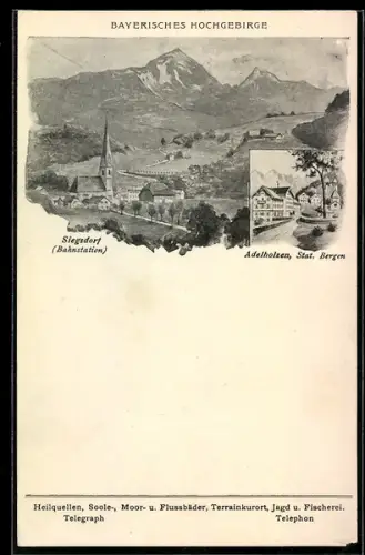 AK Siegsdorf, Ortspanorama, Ansicht von Adelholzen