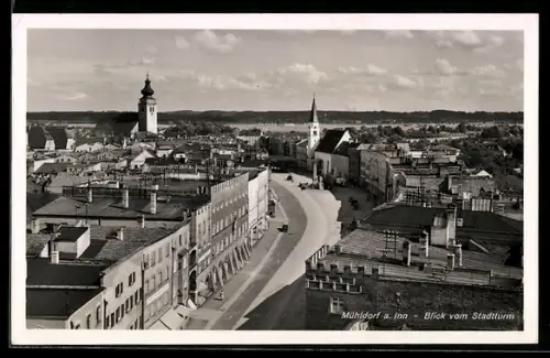 AK Mühldorf, Blick über die Stadt mit Jugenderholungsheim der N.S.V.