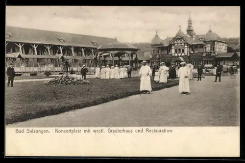 AK Bad Salzungen, Konzertplatz mit westl. Gradierhaus und Restauration