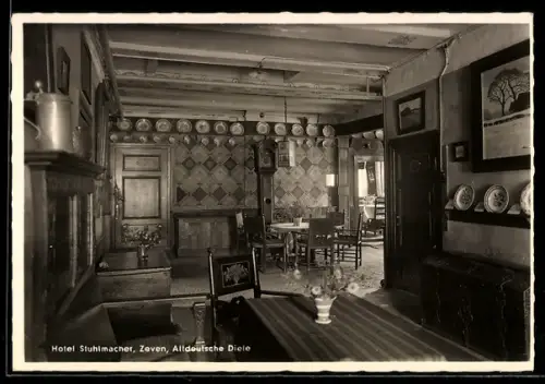 AK Zeven i. H., Hotel Stuhlmacher, Altdeutsche Diele, Innenansicht
