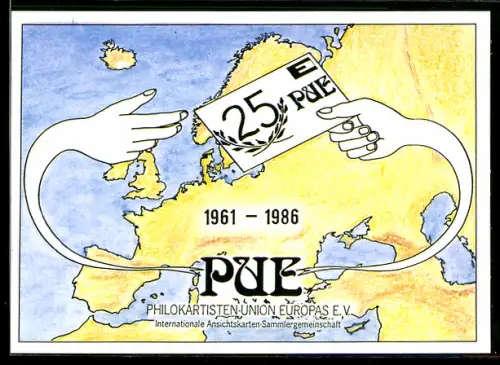 AK Philokartisten Union Europas, 1. Bundes-Ansichtskarten-Woche, Ansichtskartenbörse, Europa mit Postkarte