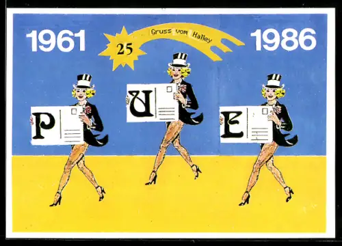 AK Philokartisten Union Europas, 1. Bundes-Ansichtskarten-Woche, Ansichtskartenbörse, Hübsche Damen mit Postkarten