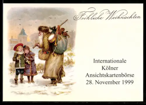 AK Köln, Internationale Ansichtskartenbörse im November 1999, Weihnachtsmann mit zwei Kindern