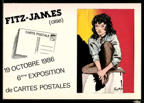 AK Fitz-James /Oise, 6ème Exposition de Cartes Postales en Octobre 1986, Ansichtskartenbörse
