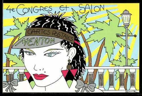 AK Menton, 4e Congres et salon de la carte postale, 1987, Ansichtskartenbörse